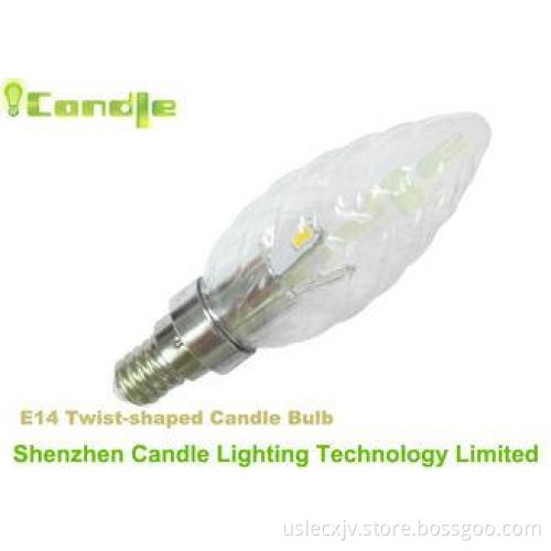 3 Watt E14 LED Candle Bulb Ac 90v - 130v 3000k , E26 / E14